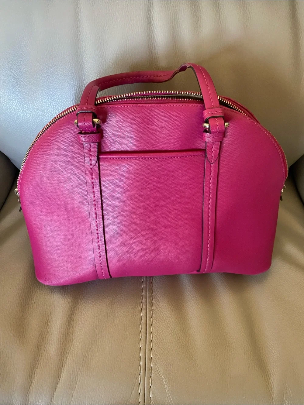 Coach Pink Dome Satchel with Silver Accent